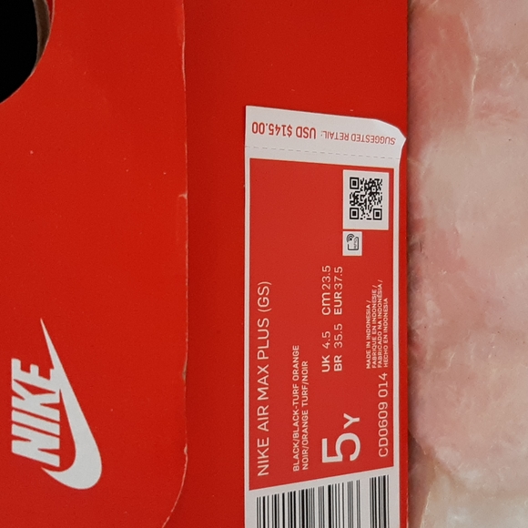 Nike Air Max Plus, Black Turf Orange - Size 5Y = men's 5 and women's 6.5 - Picture 2 of 7